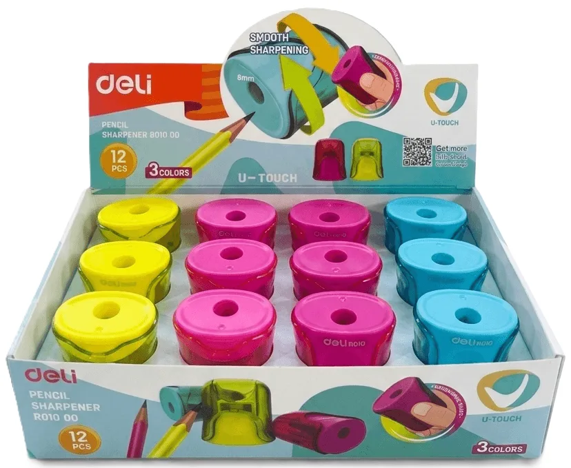 مبراة أقلام بلاستيك مع حافظة برادة U-TOUCH (Deli R010 00)