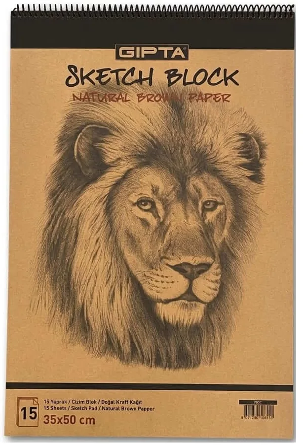 دفتر رسم وسكتش بوك ورق كرافت بني سلك 35×50 سم جيبتا (GİPTA Natural )