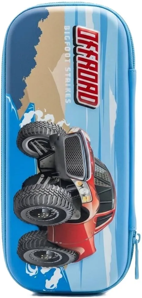 محفظة مدرسية صلبة مضادة للصدمات مع قفل رمزي سرّي بتصميم سيارات الدفع الرباعي OFFROAD - أزرق