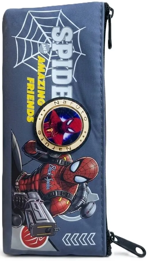 محفظة مدرسية قماشية بتصميم سبايدرمان Spidey & Amazing Friends مع شعار دائر - رمادي