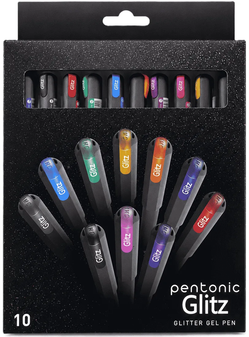 سيت أقلام جيل جليتر براقة بنتونيك جليتز Pentonic Glitz من لينك Linc - 10 ألوان