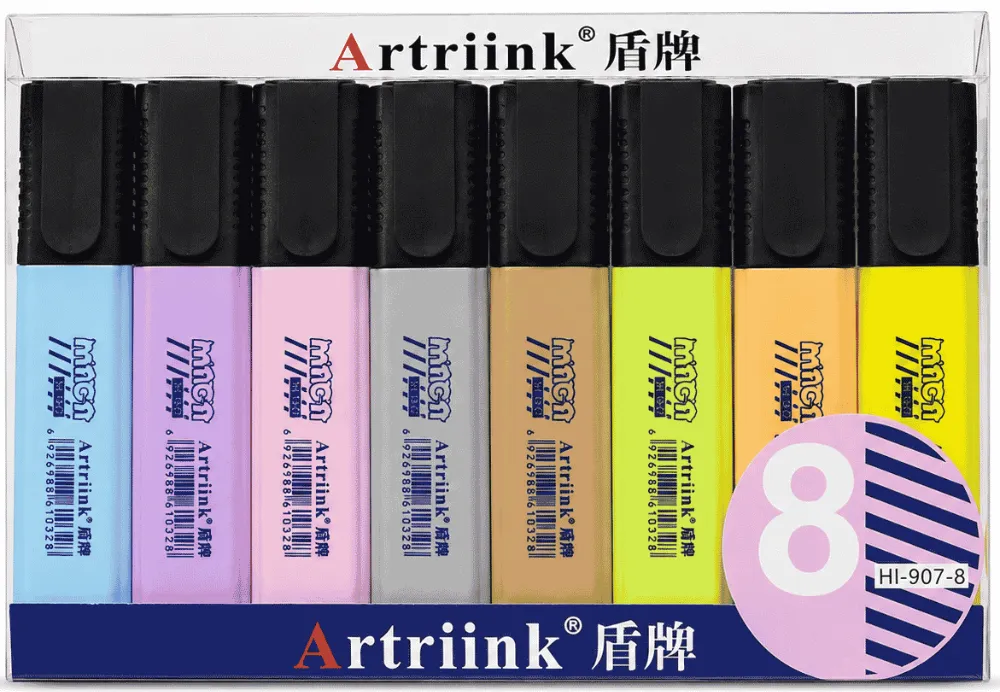 سيت أقلام تأشير هايلايتر باستيل من آرترينك Artriink - 8 ألوان هادئة