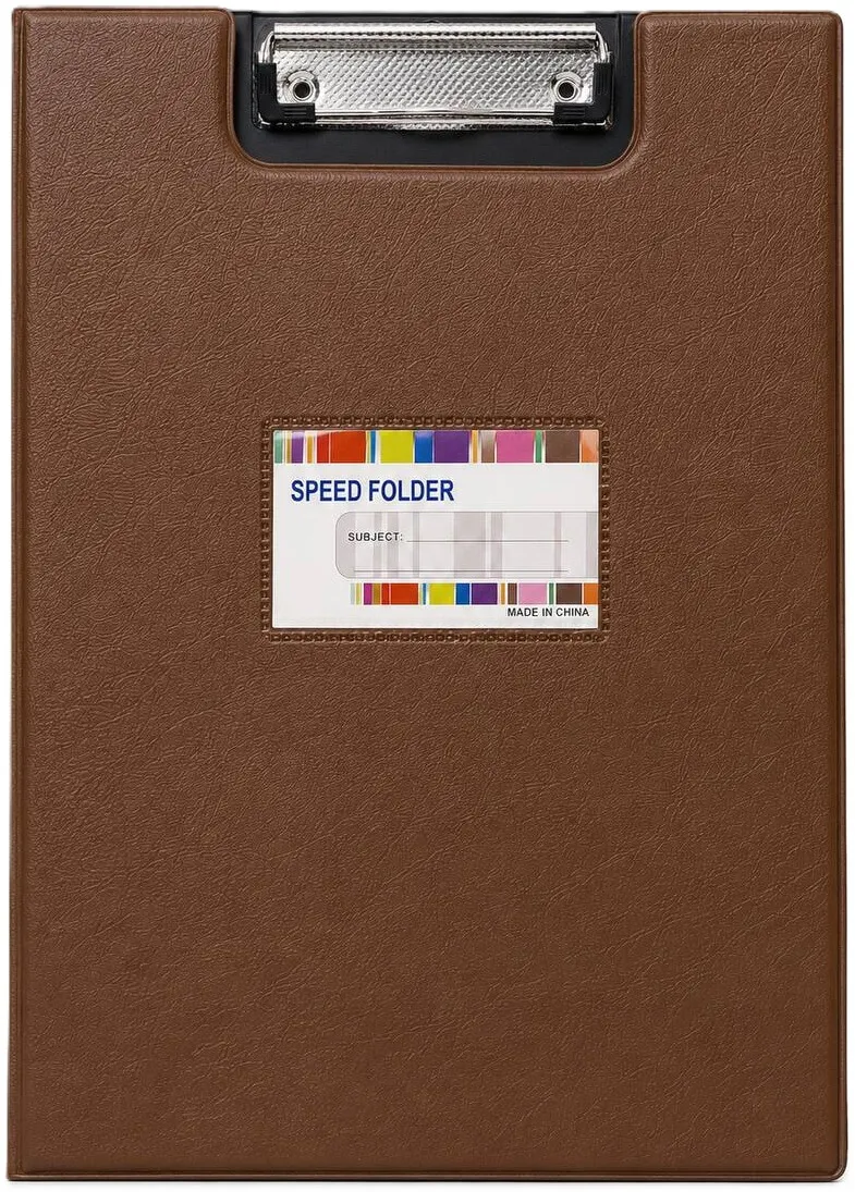 لوح كتابة فاخر قابل للطي بمظهر جلدي (كليب بورد فايل SPEED FOLDER) قياس A4 مع جيب تعريفي - ألوان متعددة