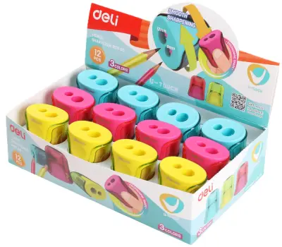 مبراة أقلام بلاستيك فتحتين مع حافظة برادة U-TOUCH (Deli R011 00)