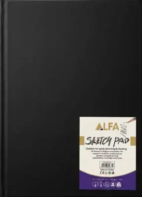 دفتر رسم وسكتش بوك غلاف أسود مقوى A4 ALFA