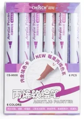 سيت 6 أقلام أكريليك بريشة بألوان باستيل