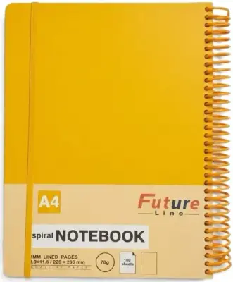 سجل سلك مع شريط مطاطي 180 ورقة اللون الأصفر (Yellow)