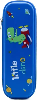 محفظة مدرسية صلبة سيليكون - أزرق (تصميم الديناصور بالطائرة Little Dino)