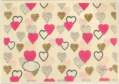جلاد كتب لاصق - قلوب ملونة (Hearts Pattern)