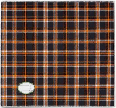 جلاد كتب لاصق - كاروهات برتقالي وأسود (Plaid Tartan)