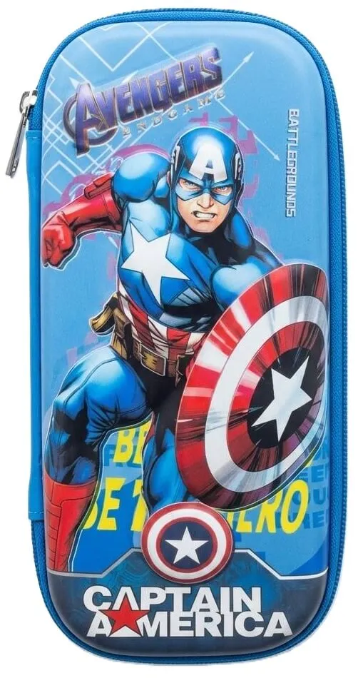 محفظة مدرسية صلبة بقفل - أزرق فاتح (تصميم كابتن أمريكا Captain America)
