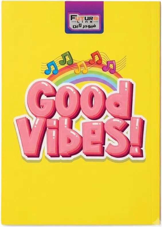 دفتر تجليد مقوى 180 ورقة فيوجر لاين - أصفر (تصميم Good Vibes)