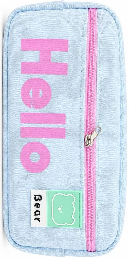 محفظة قماش Hello Bear - أزرق سماوي مع وردي (Sky Blue / Pink)