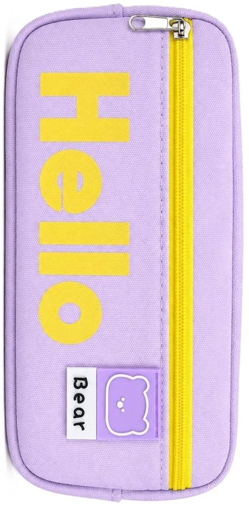 محفظة قماش Hello Bear - بنفسجي / لافندر مع أصفر (Purple / Lavender with Yellow)